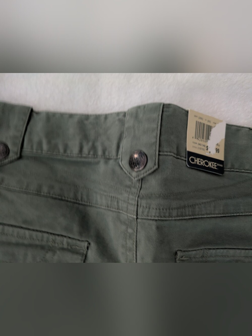 π NWT Cherokee bootcut fatigue green khaki pants - Picture 6 of 10